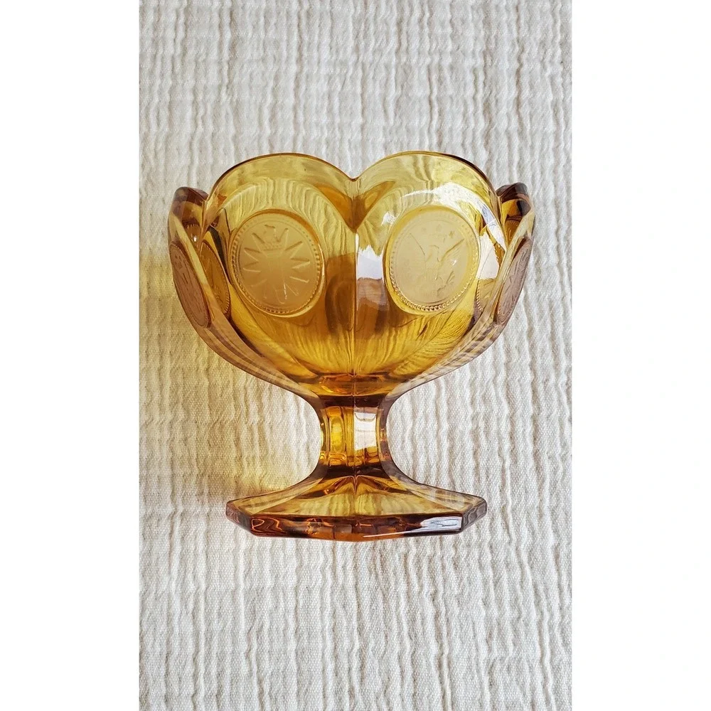 Vintage Fostoria Amber Coin Glass /‎ Small Open Compote / Original / Candy Dish